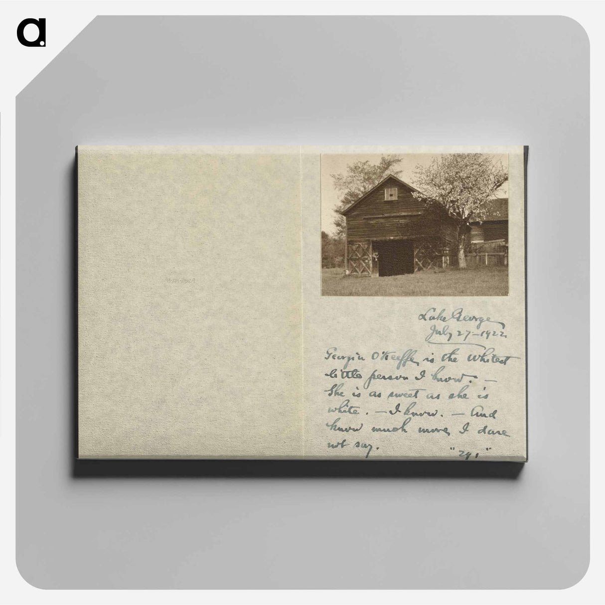 Barn and Apple Blossoms - アルフレッド スティーグリッツ Canvas.