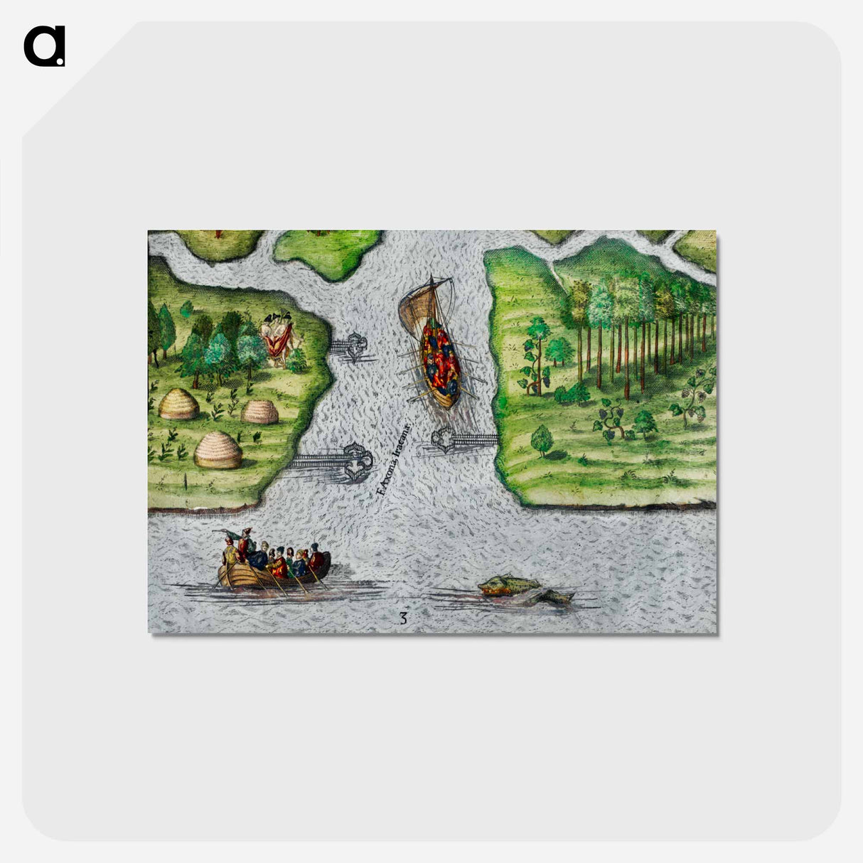 アートポストカード-Leaving the River of May - アンティーク地図 Postcard.