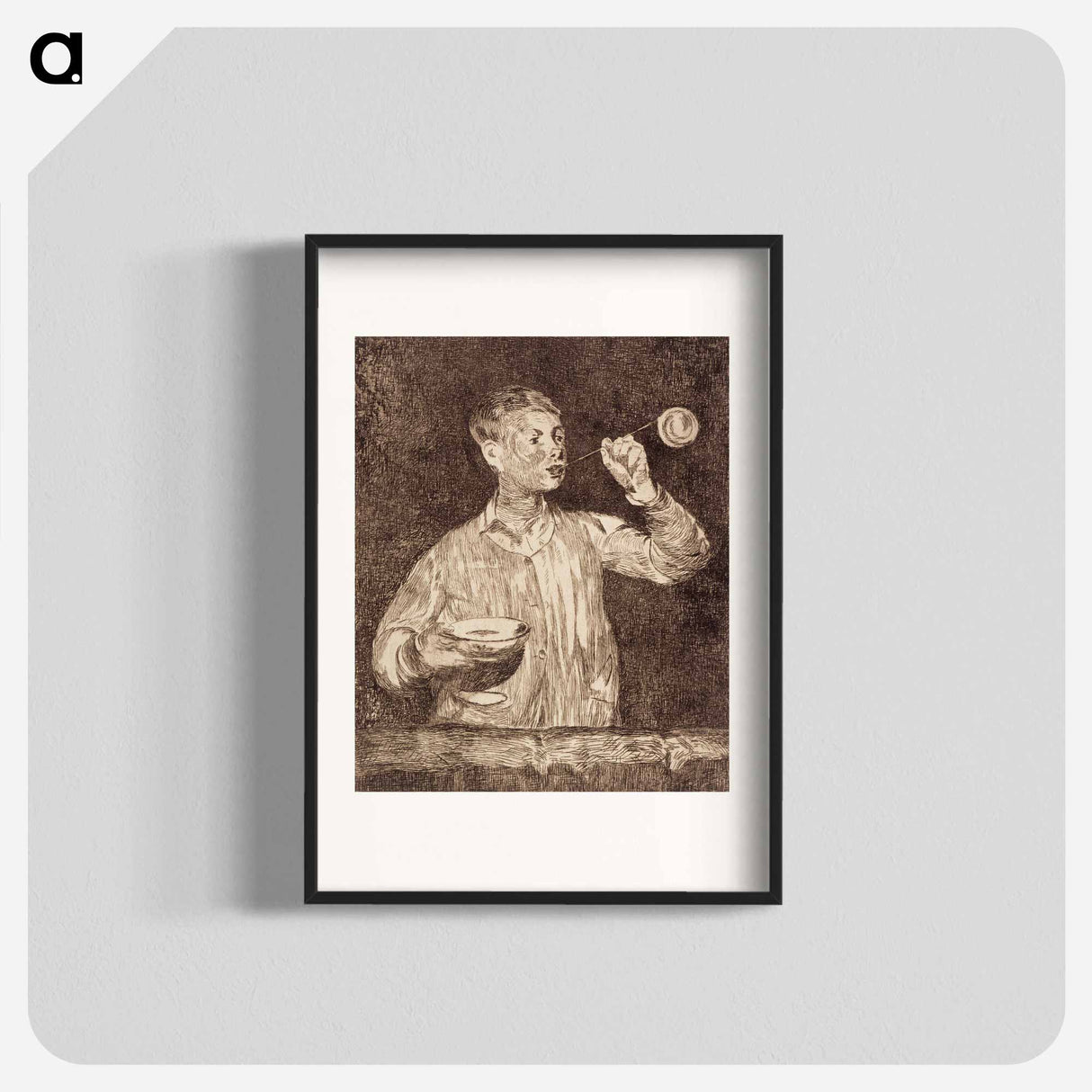 アートポスター-Boy blowing soap bubbles - エドゥアール マネ Poster.