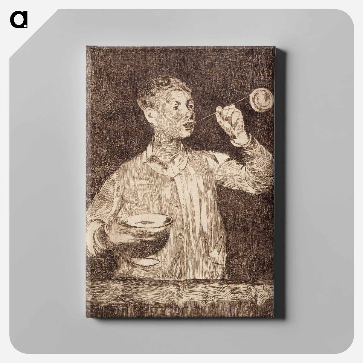 アートパネル-Boy blowing soap bubbles - エドゥアール マネ Canvas.