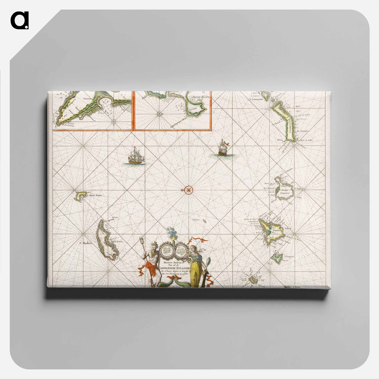 Paskaart van de Canarische Eilanden - アンティーク地図 Canvas.