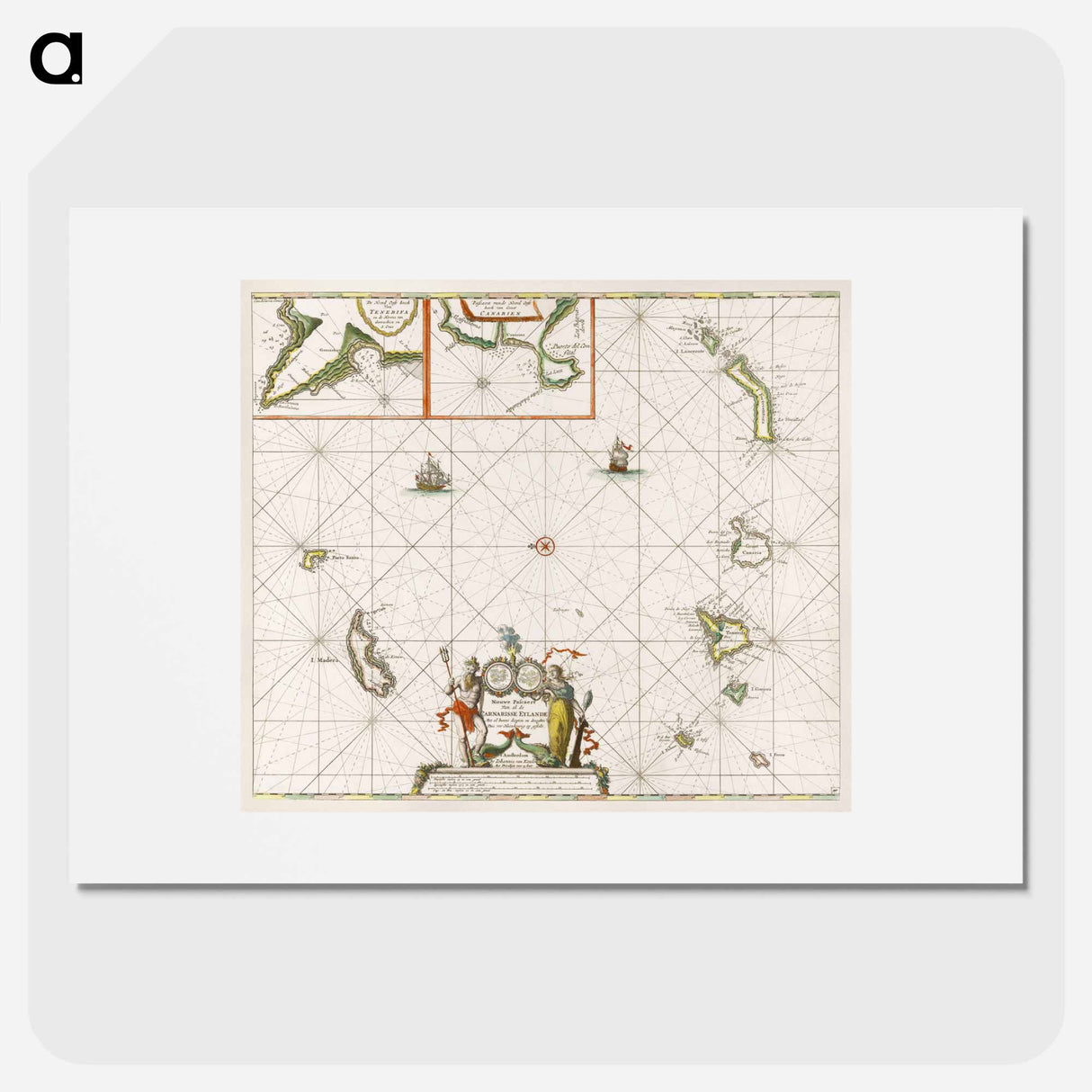 Paskaart van de Canarische Eilanden - アンティーク地図 Poster.