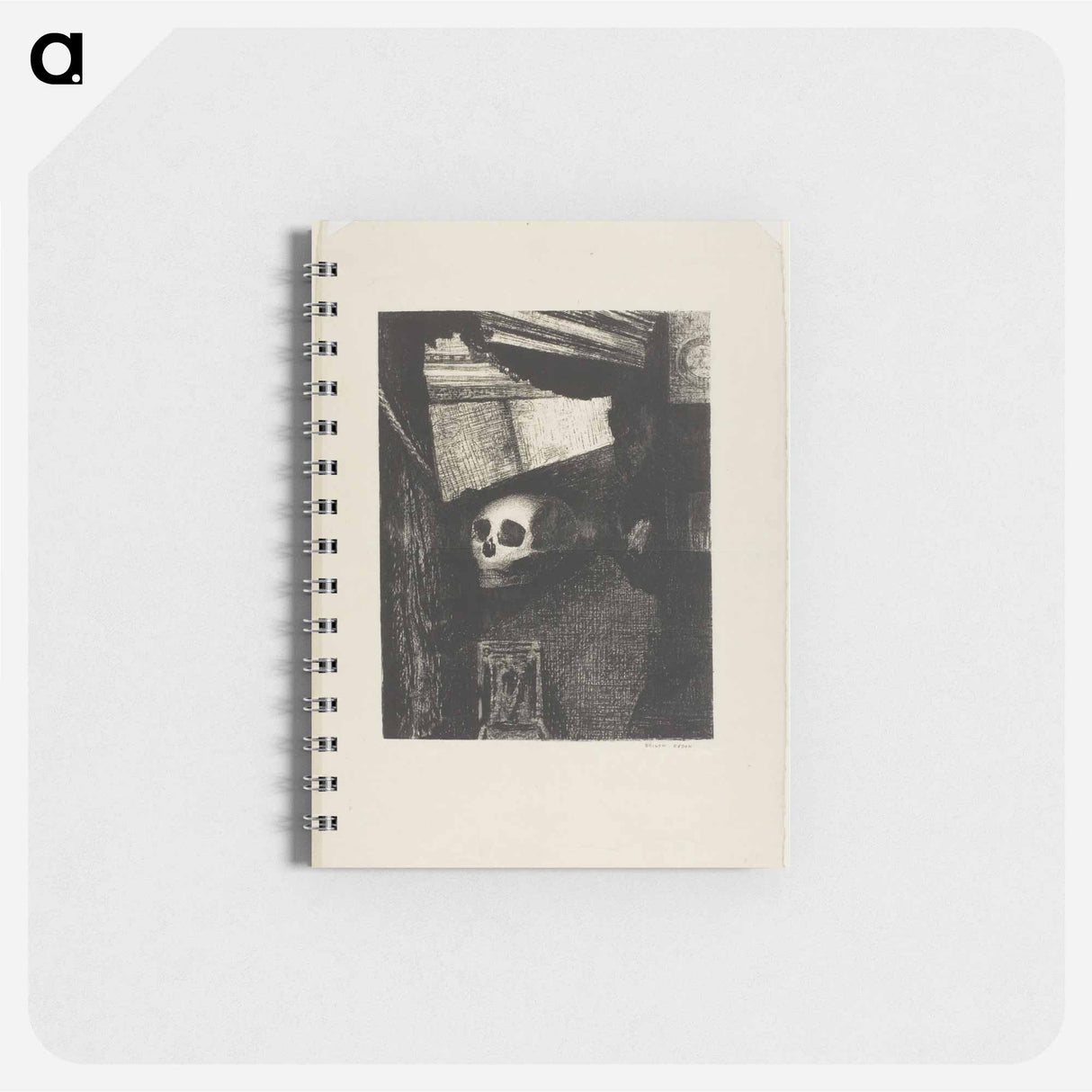 Through an Opening in the Wall, a Skull Appeared - オディロン ルドン Memo.