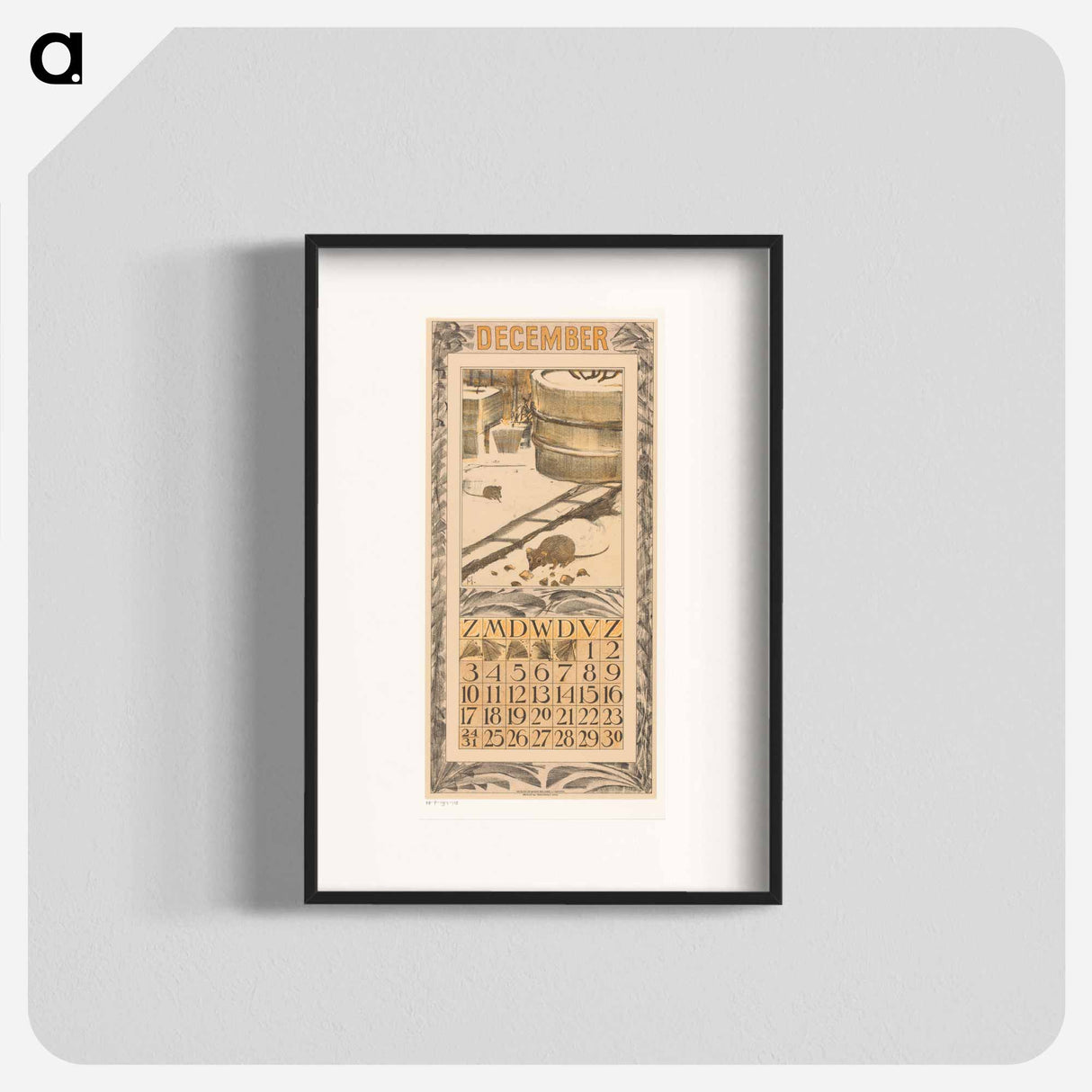 Calendar December with music in the background - Theo Van Hoytema Poster.