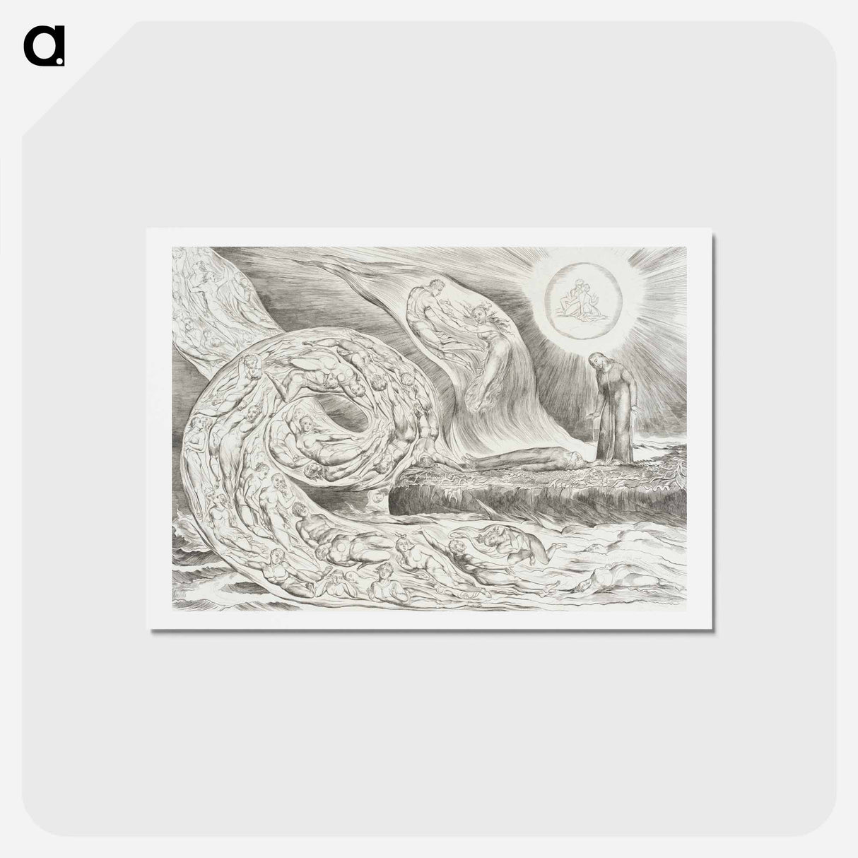 アートポストカード-The Circle of the Lustful: Paolo and Francesca - ウィリアム ブレイク Postcard.