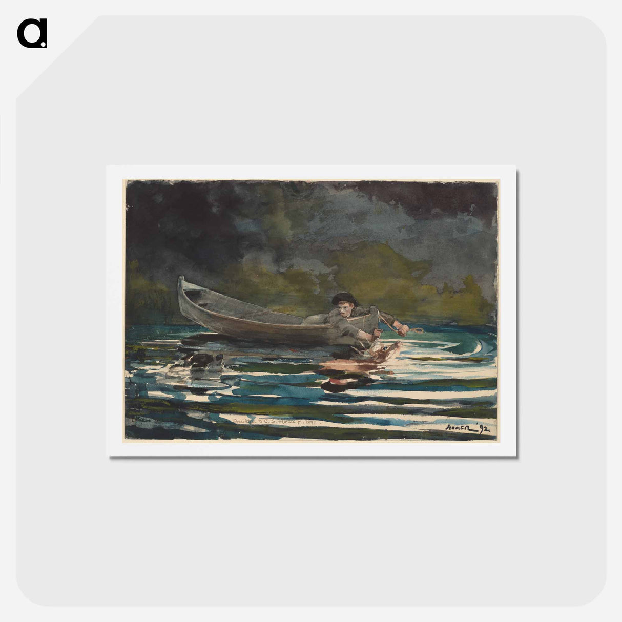 アートポストカード-Sketch for Hound and Hunter - ウィンスロー ホーマー Postcard.