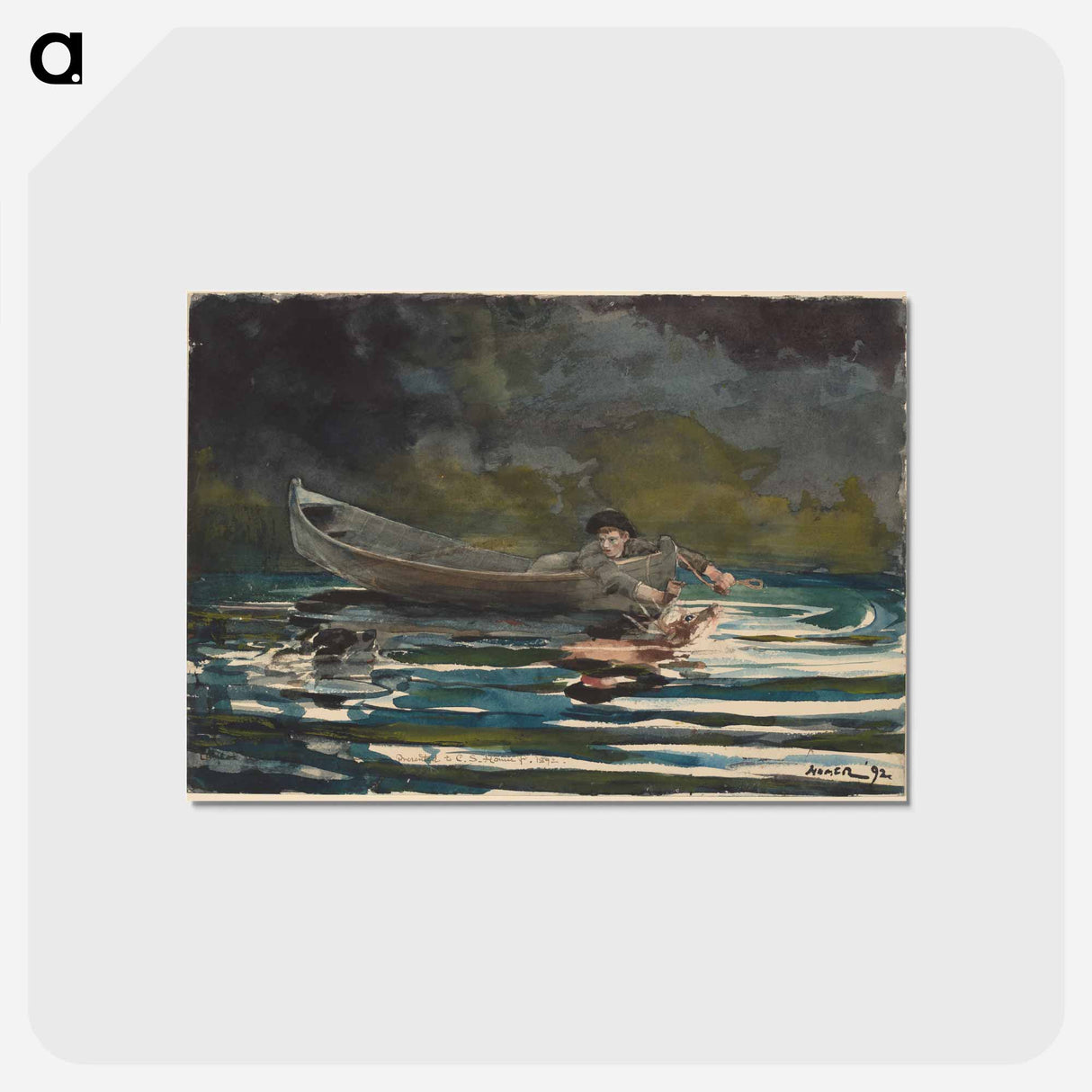 アートポストカード-Sketch for Hound and Hunter - ウィンスロー ホーマー Postcard.