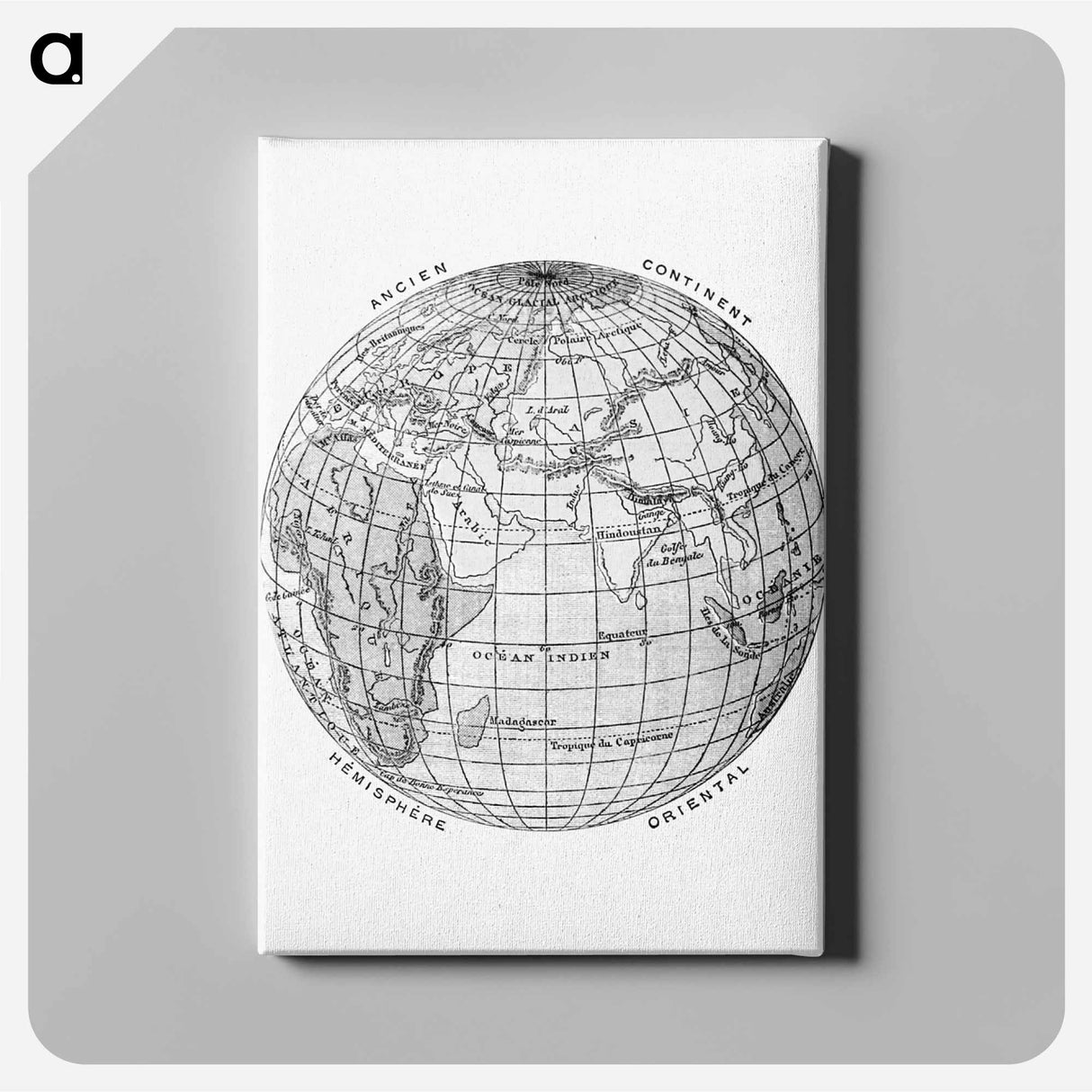 World atlas from The Practical Teaching of Geography - アンティーク地図 Canvas.