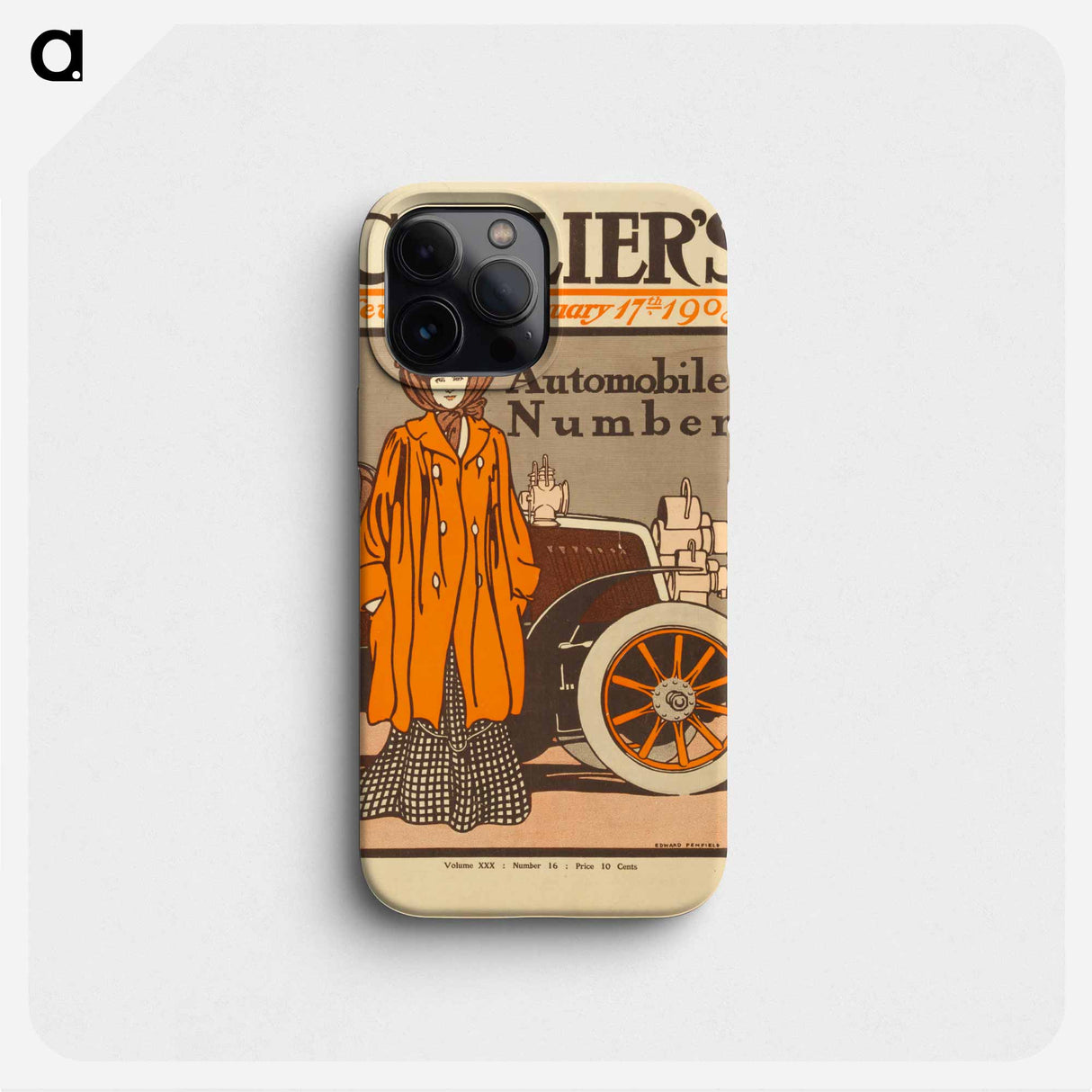 Woman and a vintage car print in high resolution by Edward Penfield. - Edward Penfield Phone Case.