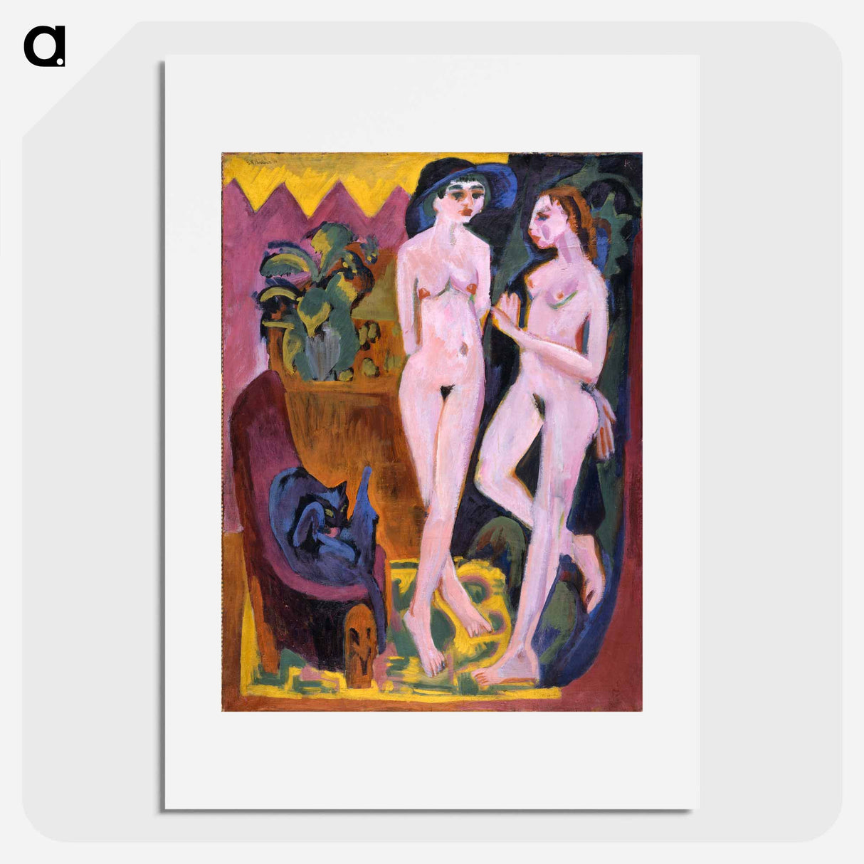 Two Nudes in a Room - Ernst Ludwig Kirchner Poster.