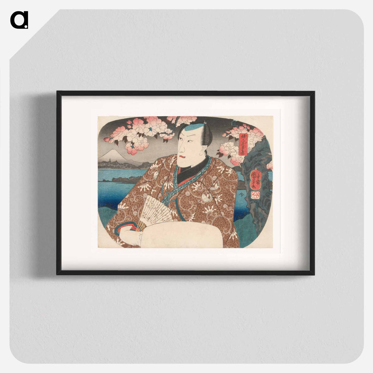 アートポスター-Acteur met waaier onder kersenbloesem - 歌川 国芳 Poster.