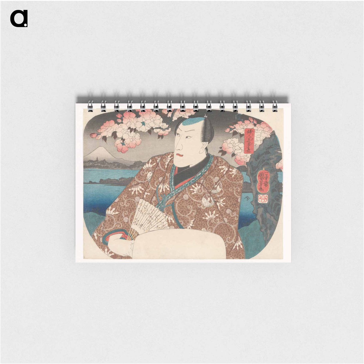 アートメモ帳-Acteur met waaier onder kersenbloesem - 歌川 国芳 Memo.
