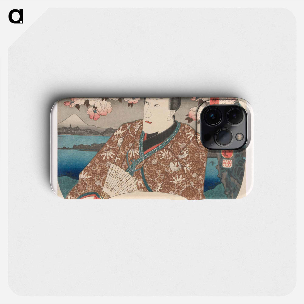Acteur met waaier onder kersenbloesem - 歌川 国芳 Phone Case.