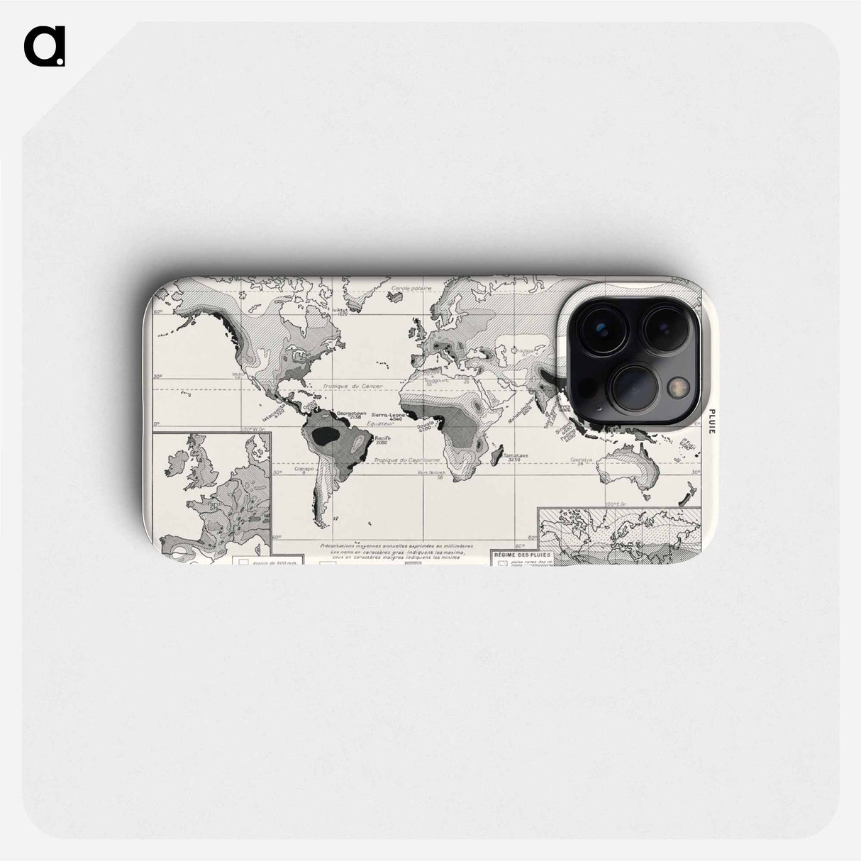 Annual Rainfall Distribution - アンティーク地図 Phone Case.