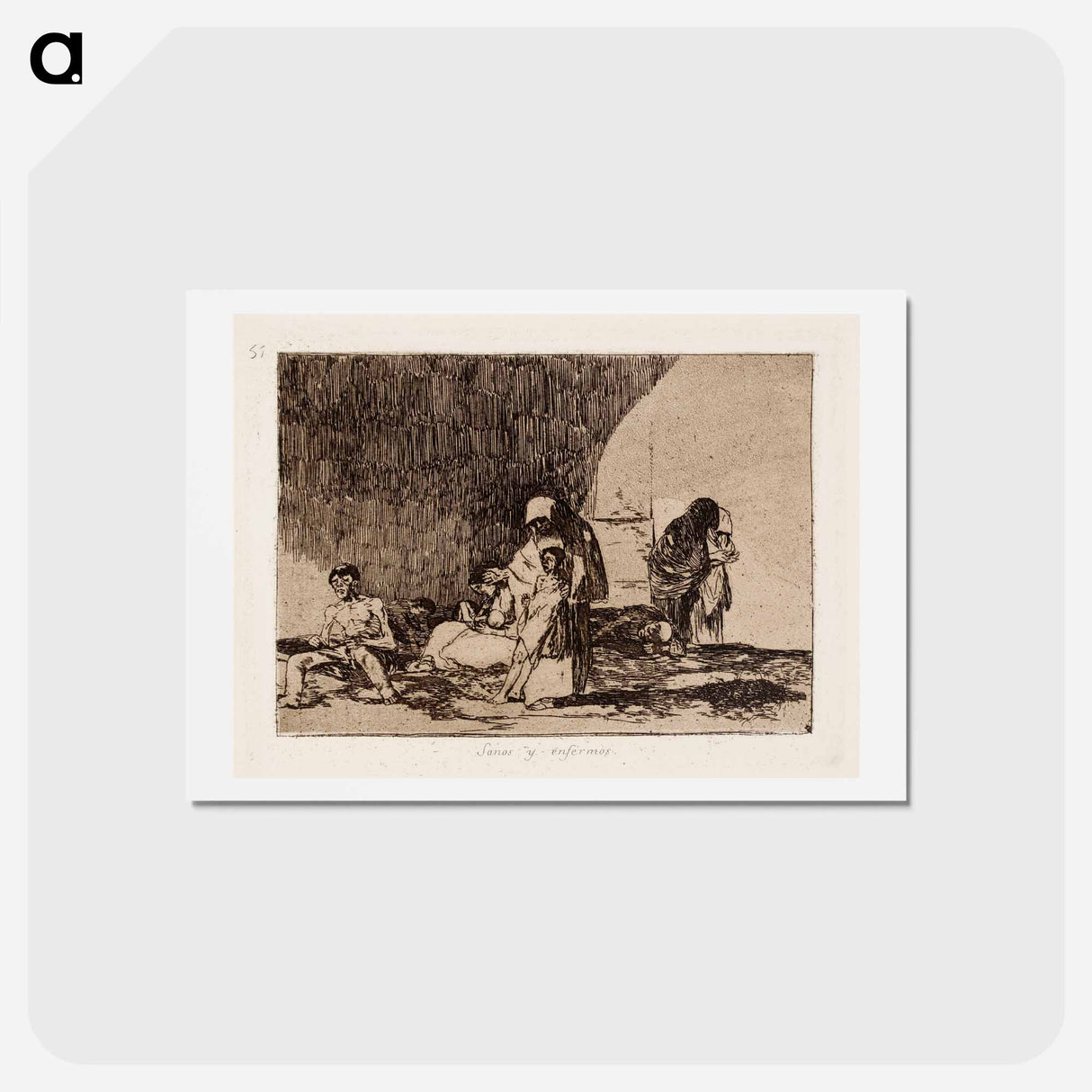 アートポストカード-Sairaat ja terveet (sanos y enfermos) - フランシスコ デ ゴヤ Postcard.