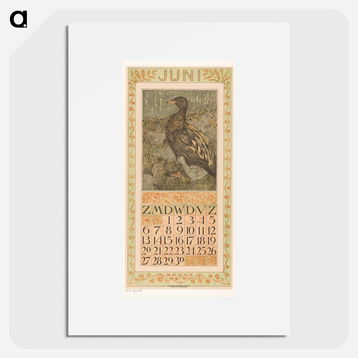 Calendar day with eve with flowers - Theo van Hoytema Poster.