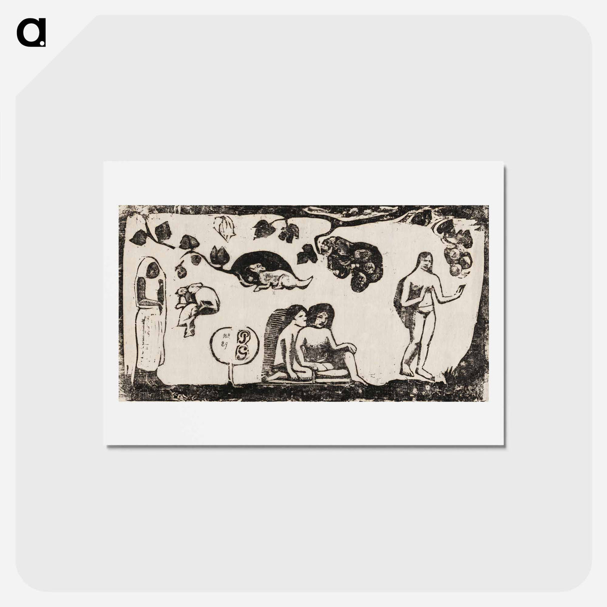 アートポストカード-Women, Animals, and Foliage - ポール ゴーギャン Postcard.