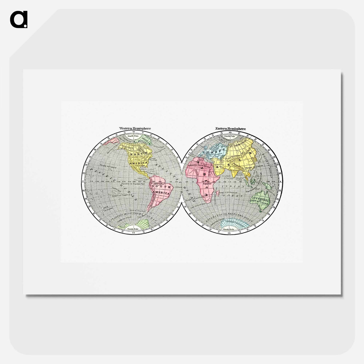 World map from A System of Geography - アンティーク地図 Poster.