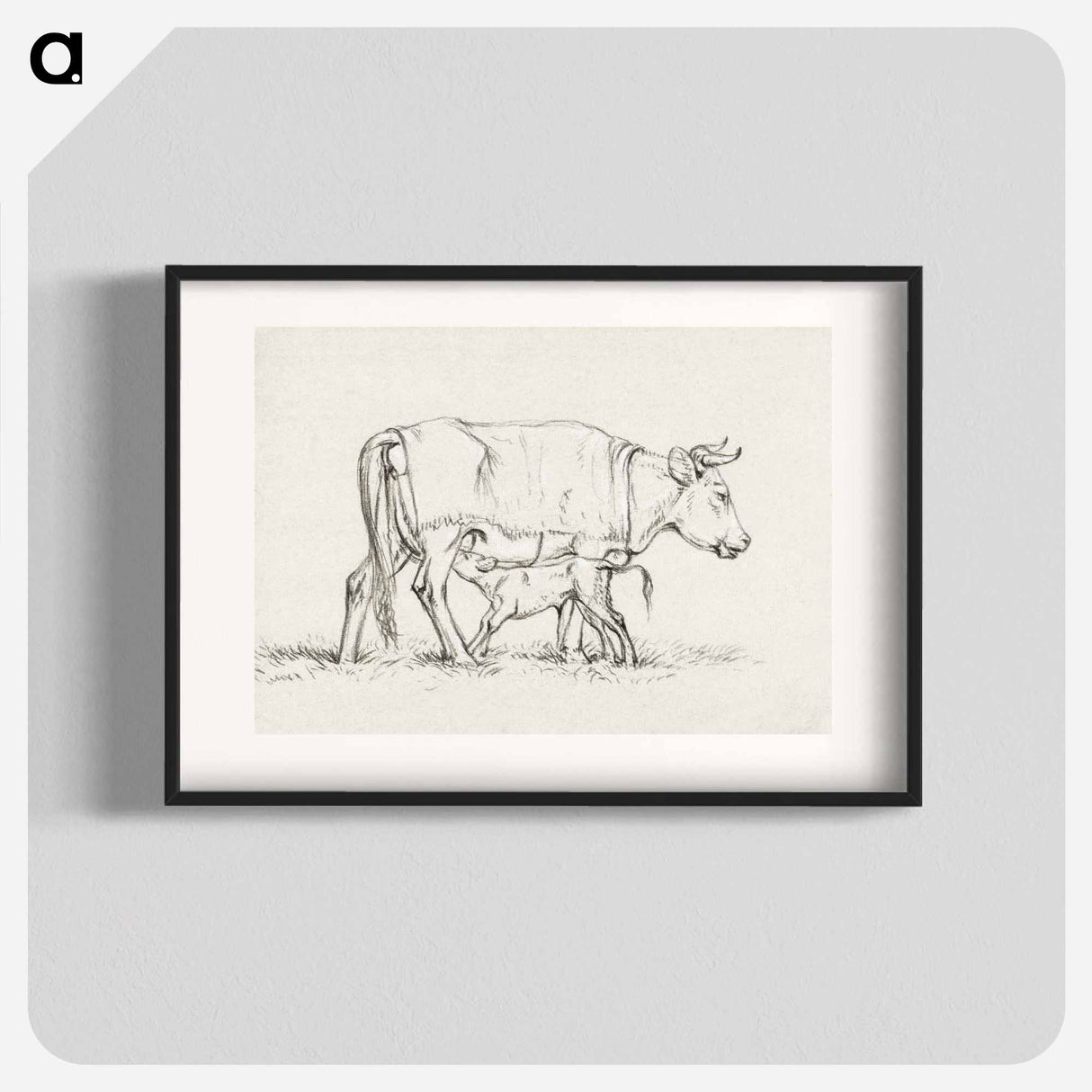 Calf drinking with his mother - Jean Bernard Poster.