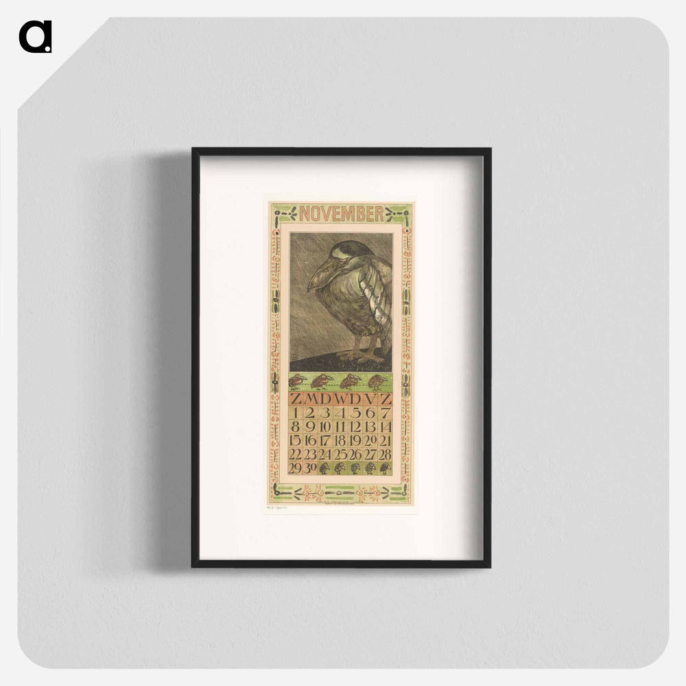 Calendar November with Vogel in the Regen - Theo Van Hoytema Poster.
