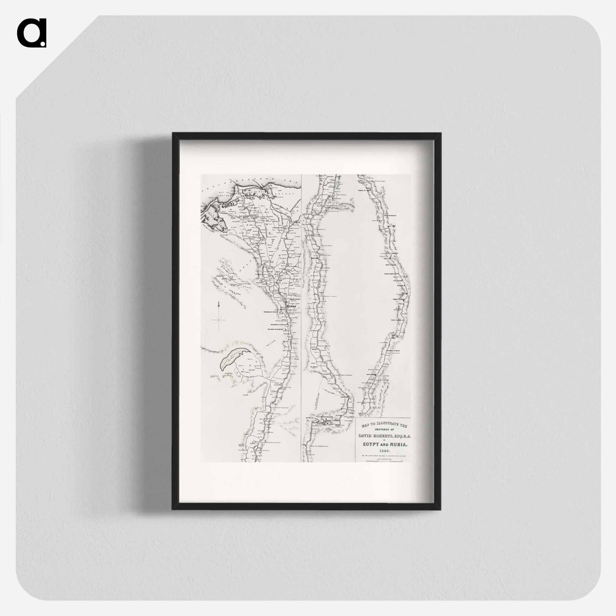 Map to the sketches in Egypt and Nubia - アンティーク地図 Poster.