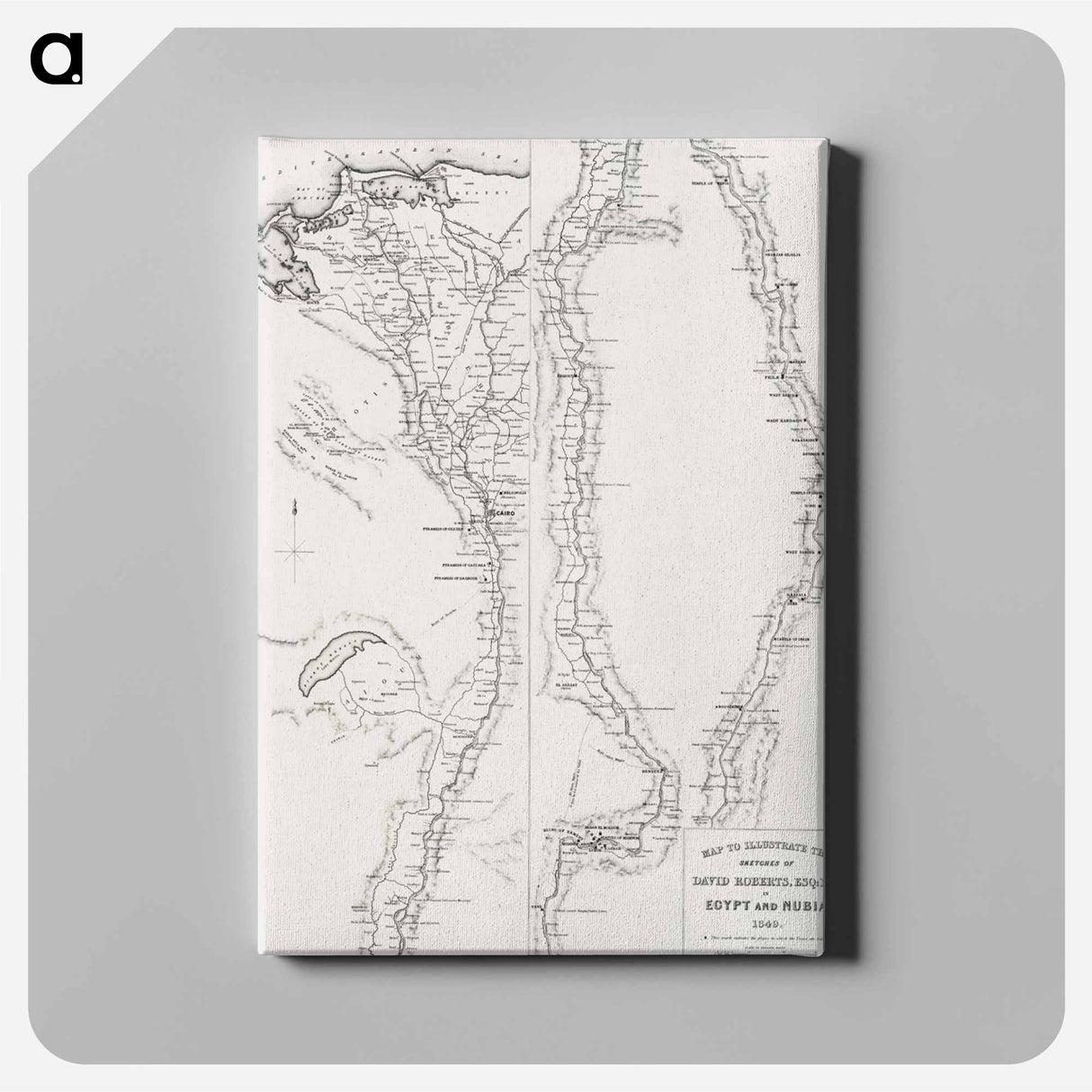 Map to the sketches in Egypt and Nubia - アンティーク地図 Canvas.