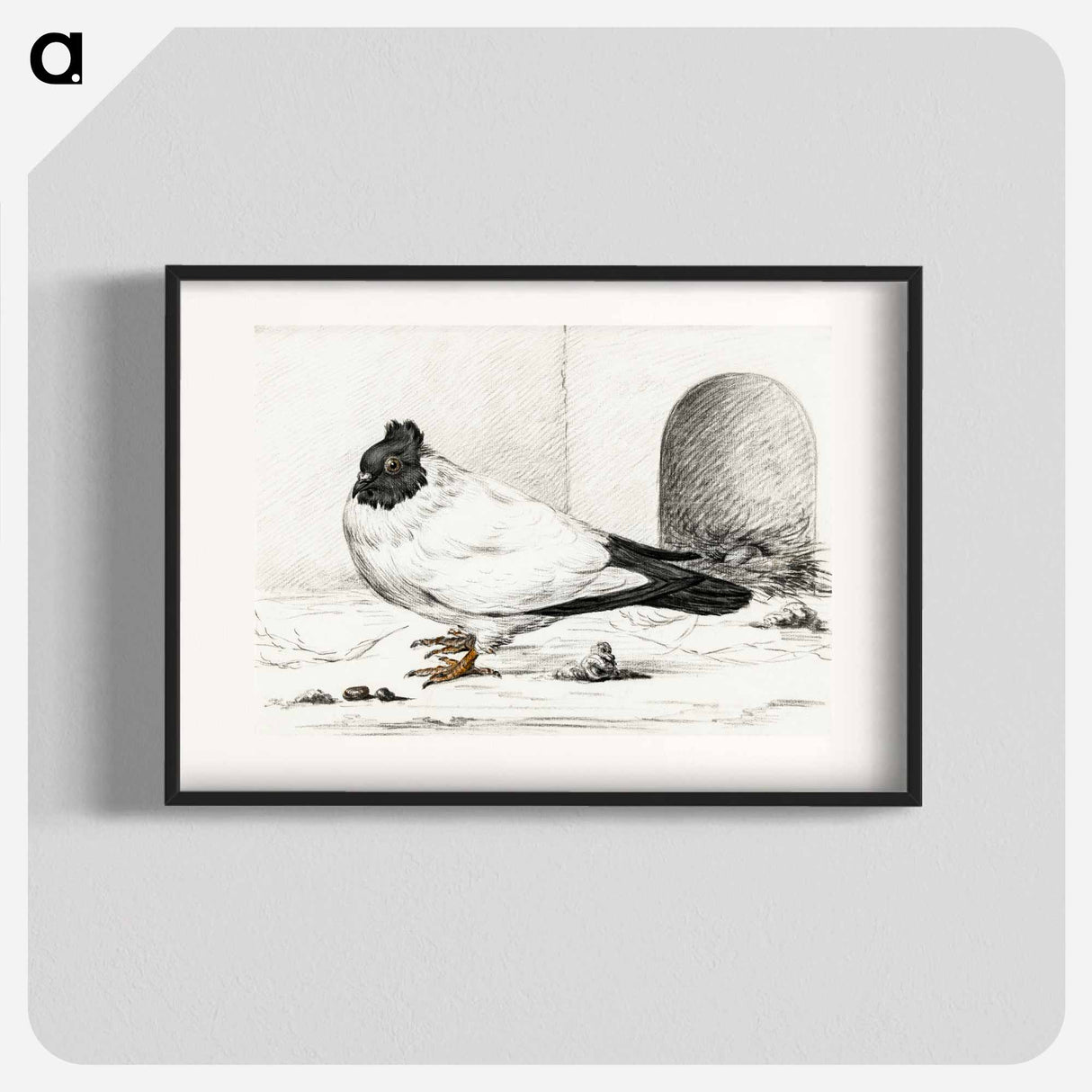 Pigeon and a nest with an egg - ジャン ベルナール Poster.