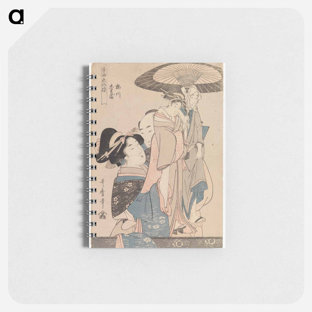 Loving couple with theatre puppets - 喜多川 歌麿 Memo.