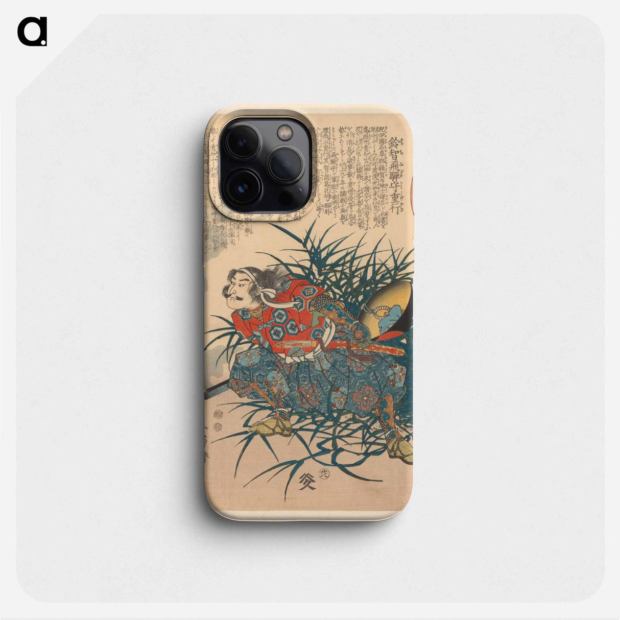 Man met afgewaaide hoed verstopt zich tussende struiken - 歌川 国芳 Phone Case.