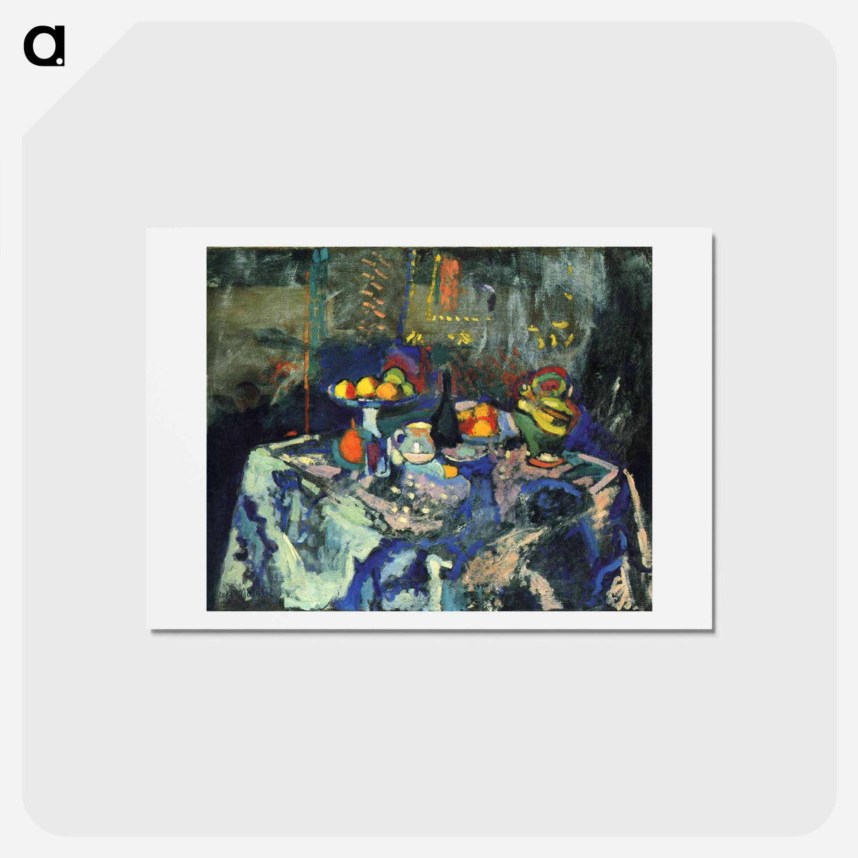 アートポストカード-Still Life with Vase, Bottle and Fruit - アンリ マティス Postcard.