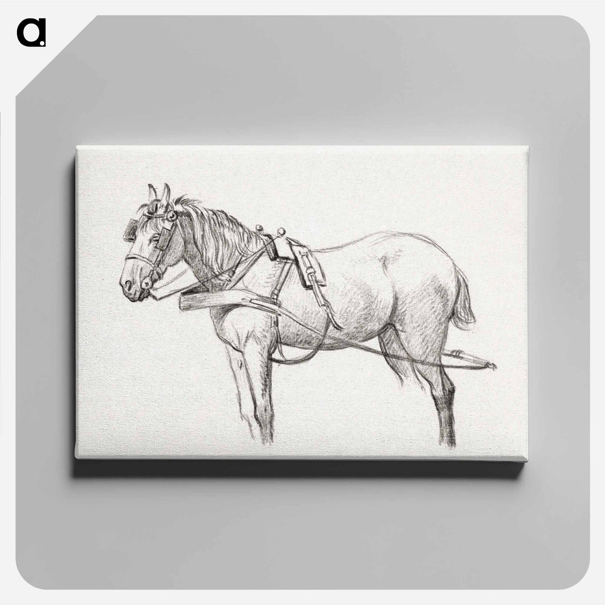 アートパネル-Standing harnessed horse - ジャン ベルナール Canvas.