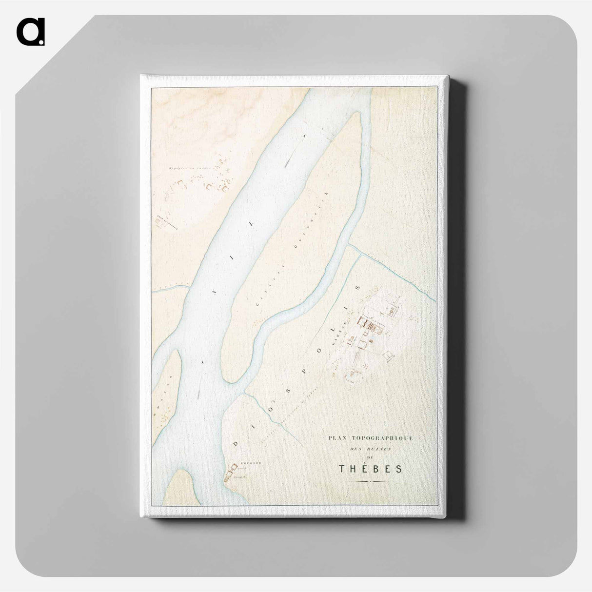 Topographic map of the ruins of Thebes - アンティーク地図 Canvas.