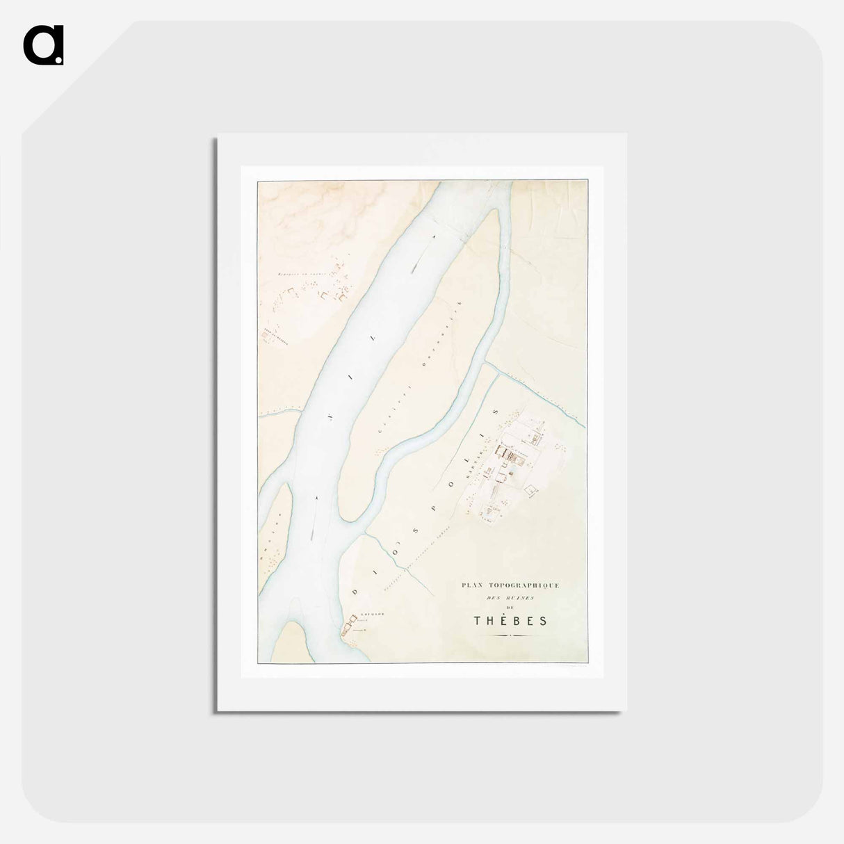 アートポストカード-Topographic map of the ruins of Thebes - アンティーク地図 Postcard.