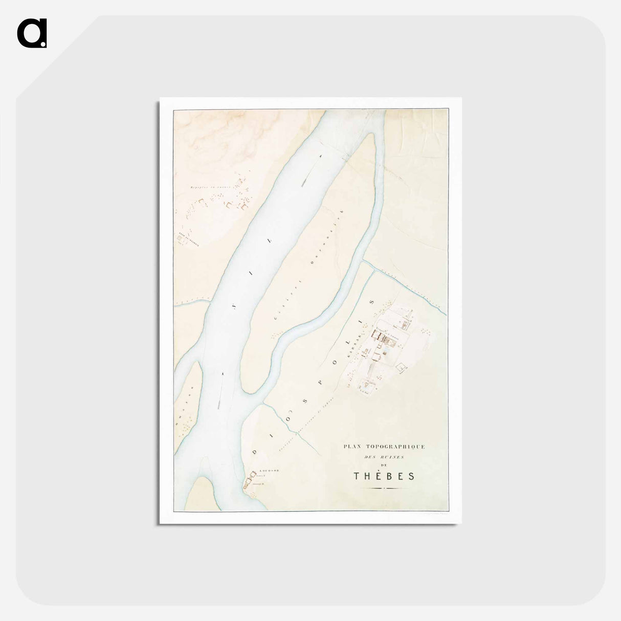 アートポストカード-Topographic map of the ruins of Thebes - アンティーク地図 Postcard.
