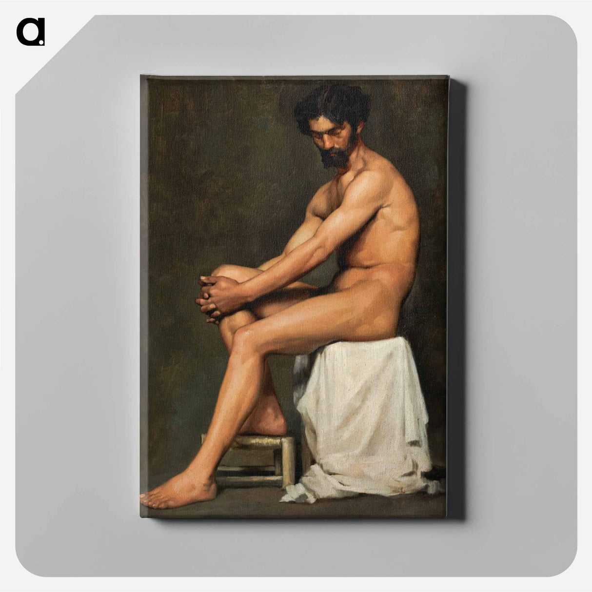 Seated man, academy study - アルバート エーデルフェルト Canvas.