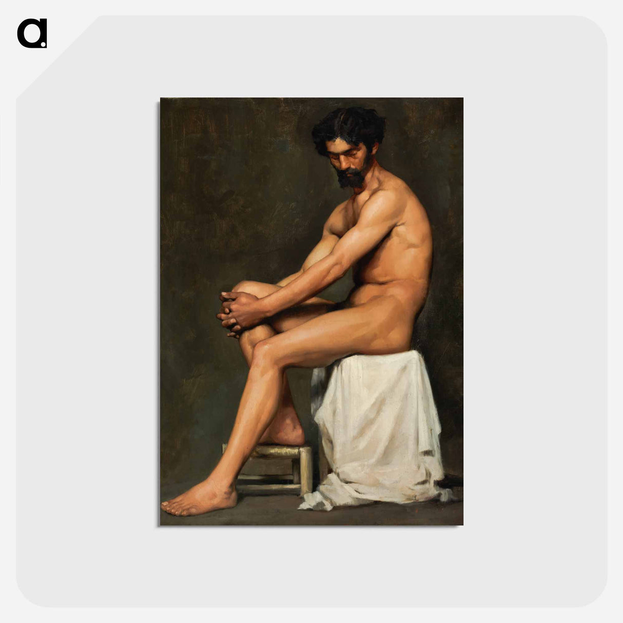 Seated man, academy study - アルバート エーデルフェルト Postcard.