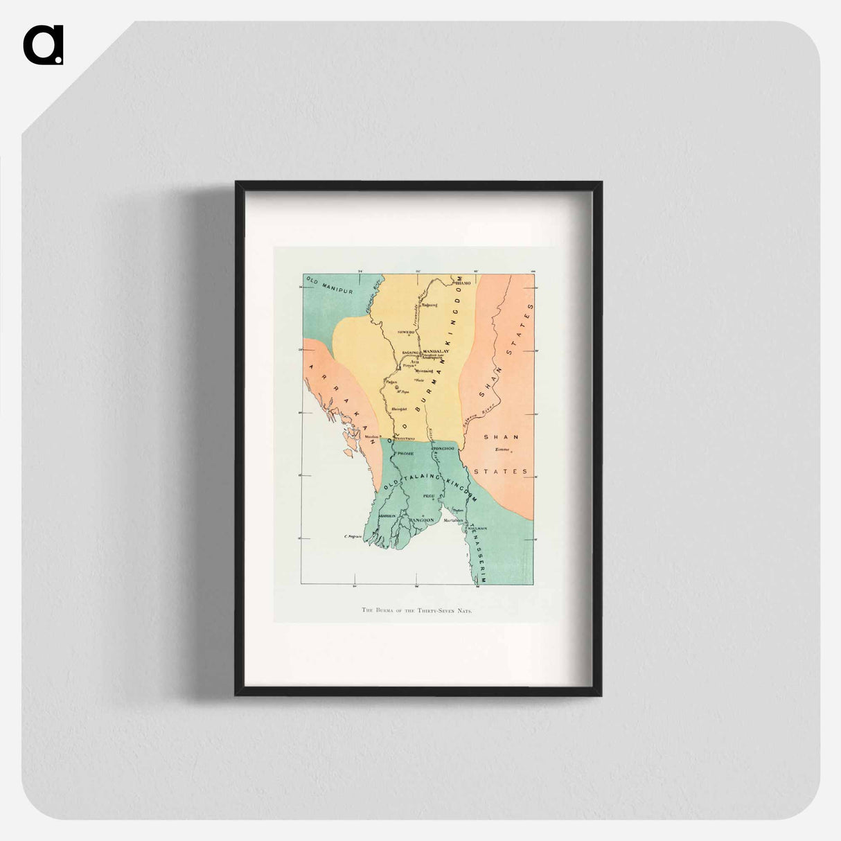 Map of the ond Burman kingdom and its neighbor - アンティーク地図 Poster.