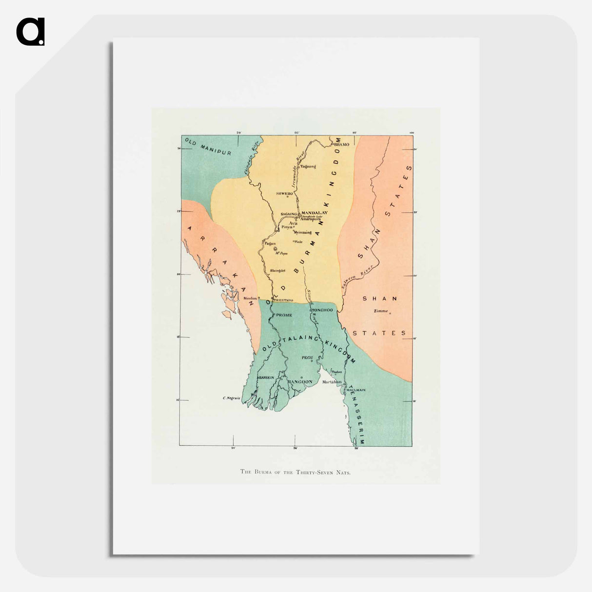Map of the ond Burman kingdom and its neighbor - アンティーク地図 Poster.