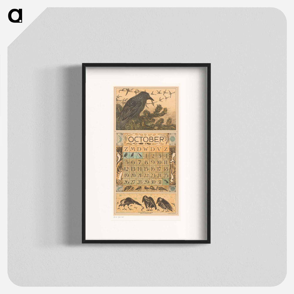 Calendar October with snow - Theo van Hoytema Poster.