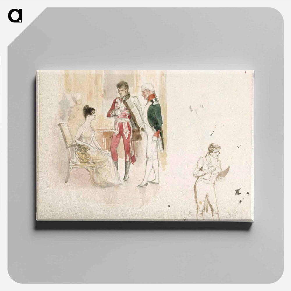 Istuva nainen ja kaksi herraa - アルバート エーデルフェルト Canvas.