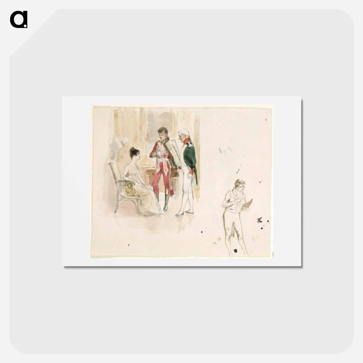 Istuva nainen ja kaksi herraa - アルバート エーデルフェルト Postcard.