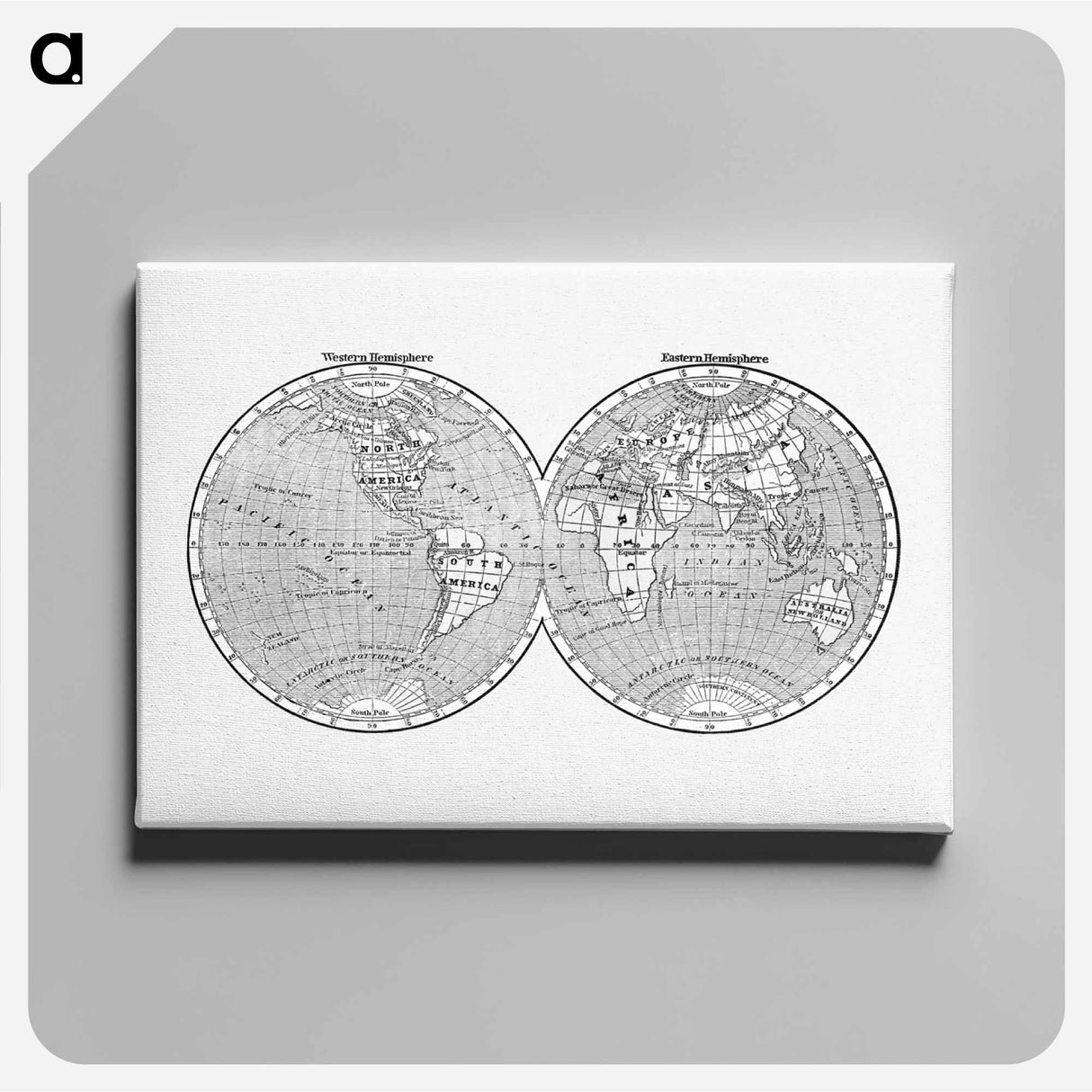 World map from A System of Geography - アンティーク地図 Canvas.