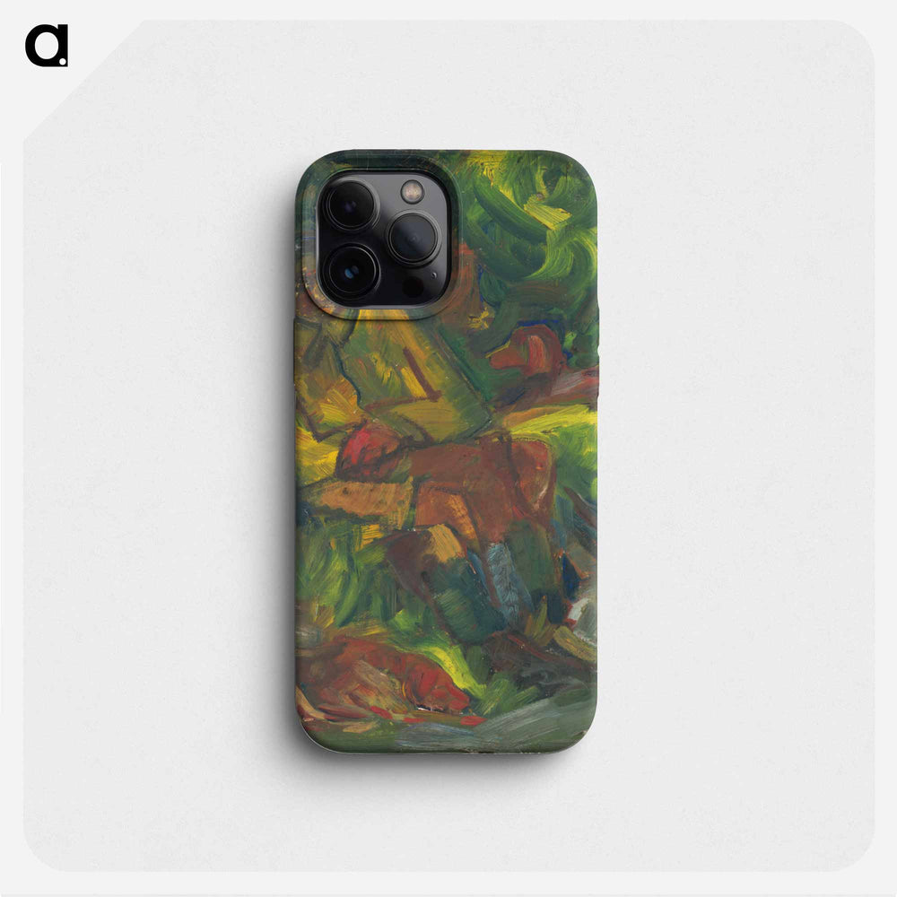 Resting hutner with two reclining men - アーノルド ピーター ワイズ クビンチャン Phone Case.