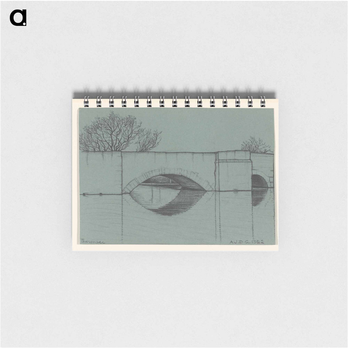 アートメモ帳-Brug, vermoedelijk bij het Meer van Thun - ユリー デ フラーハ Memo.