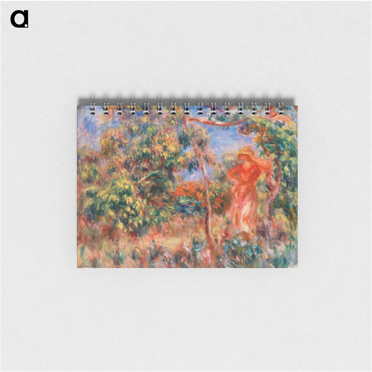 Woman in Red in a Landscape - ピエール オーギュスト ルノワール Memo.