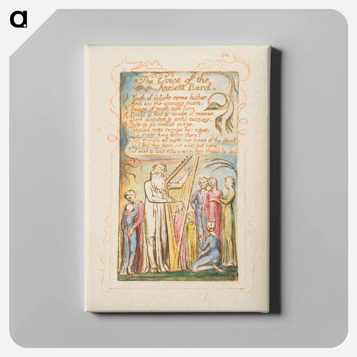 Songs of Innocence and of Experience: Voice of the Ancient Bard - William Blake Canvas.