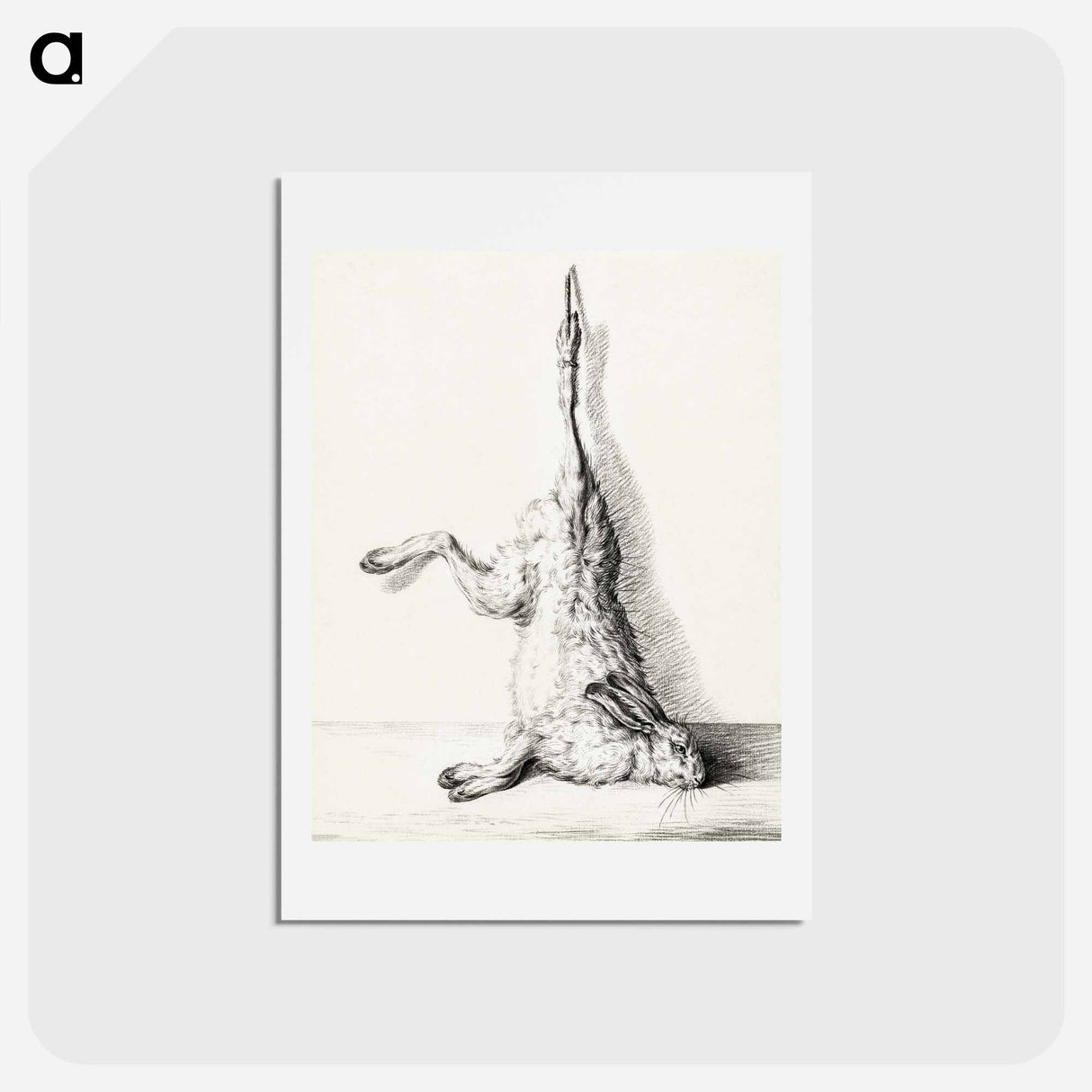 アートポストカード-Dead hare, hanging from a hind leg by Jean Bernard - ジャン ベルナール Postcard.