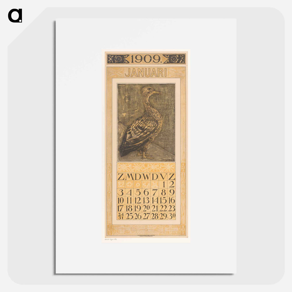 Calendar January 2019 at 10:00 - Theo van Hoytema Poster.