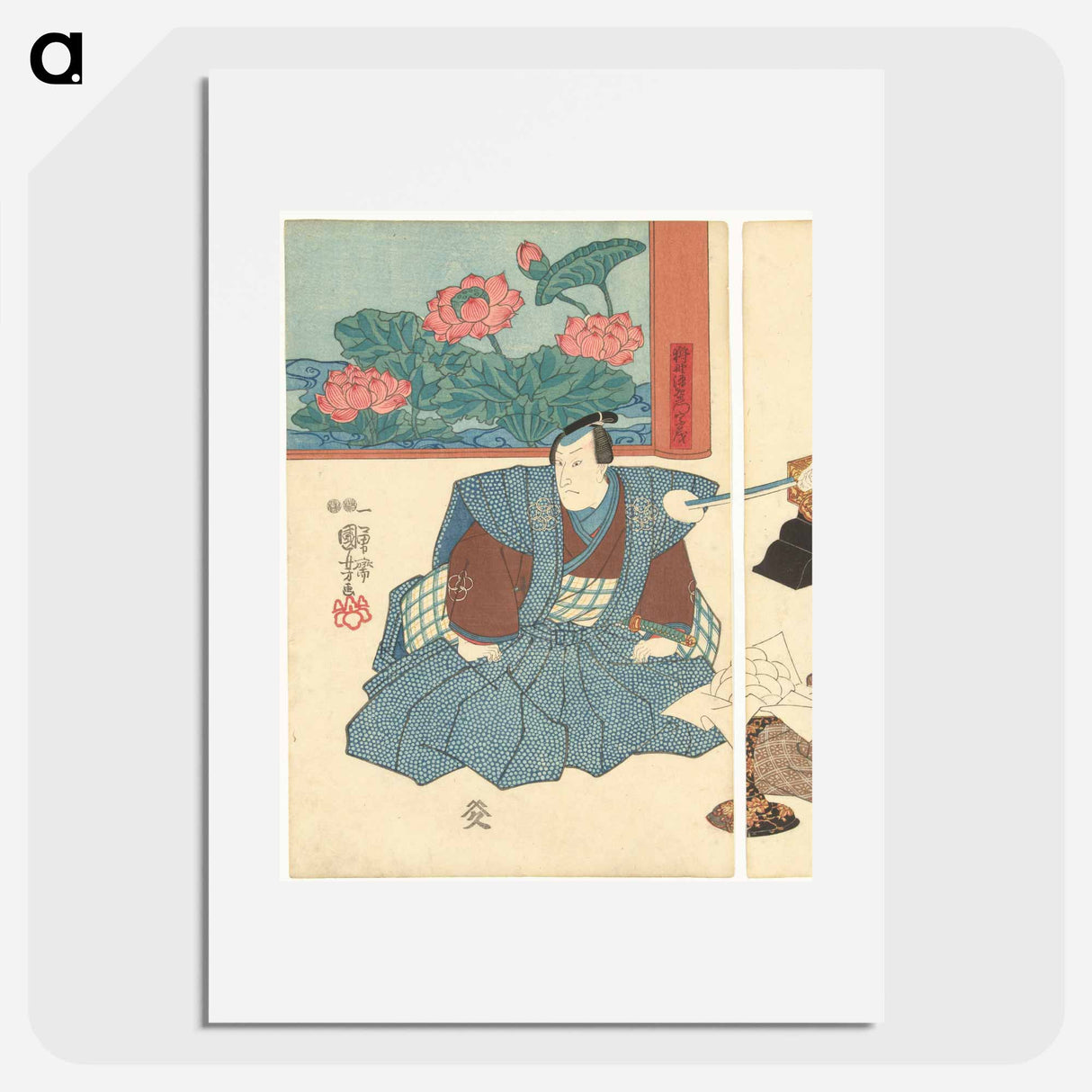 Drie acteurs bij een kamerscherm - 歌川 国芳 Poster.