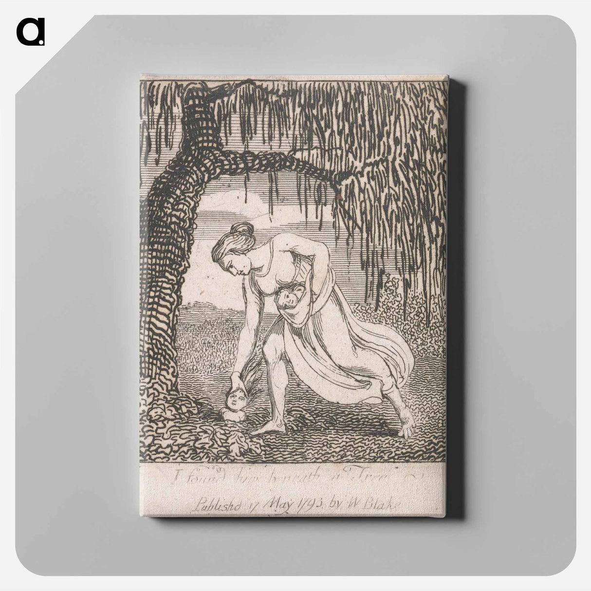 アートパネル-The Gates of Paradise, Plate 3, "I found him beneath a Tree" - ウィリアム ブレイク Canvas.